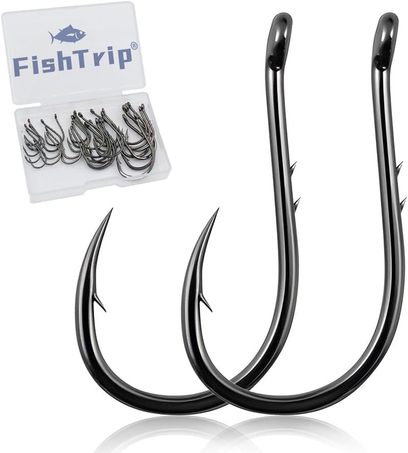 FishTrip Octopus Baitholder Fishing Hooks, 50/100pcs Sharp Barbed High Carbon Steel Offset Circle Hooks for Freshwater Saltwater - Image 1